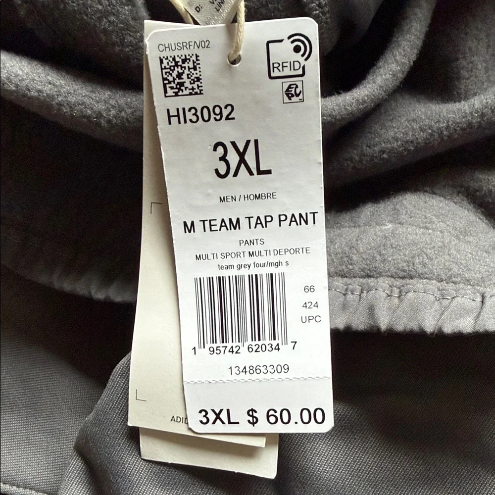 Adidas Men's Charcoal Joggers 3XL